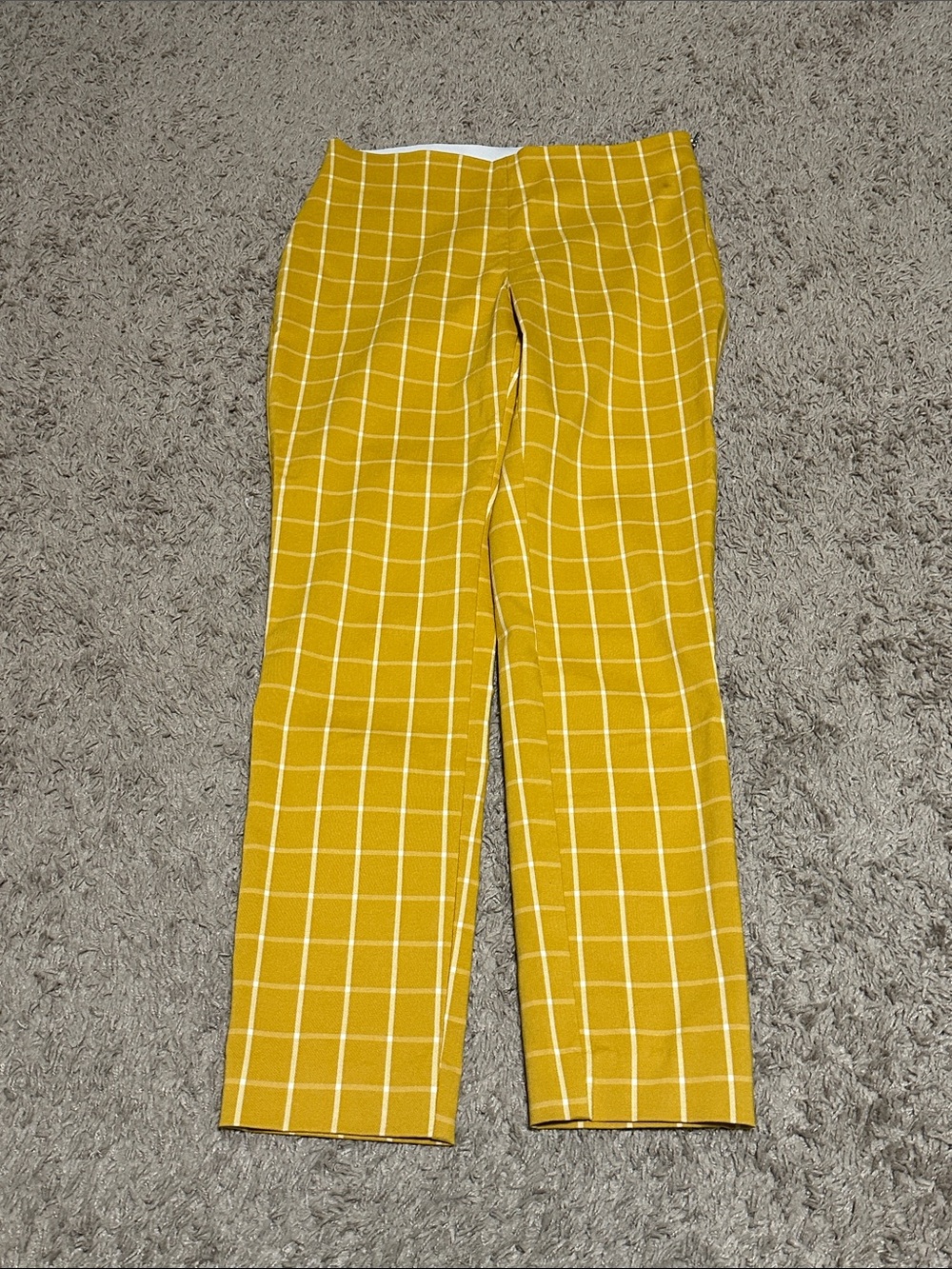 A New Day Yellow Windowpane Plaid Skinny Ankle Pants